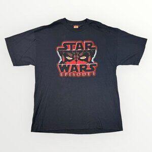 Vintage 90s Star Wars Phantom Menace Darth Maul Sith Lord Black Graphic T-Shirt